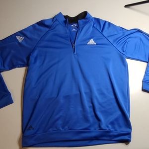 Adidas Golf Climalite Mens 1/4 Zip Long Sleeve Pullover 3 Stripe Blue Sz L